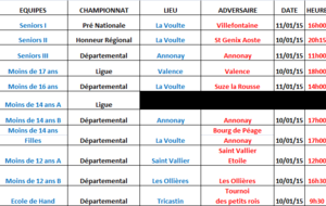 Programme des 10 et 11 janvier 2015