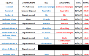 Programmes des 31 janvier et 01 février 2015